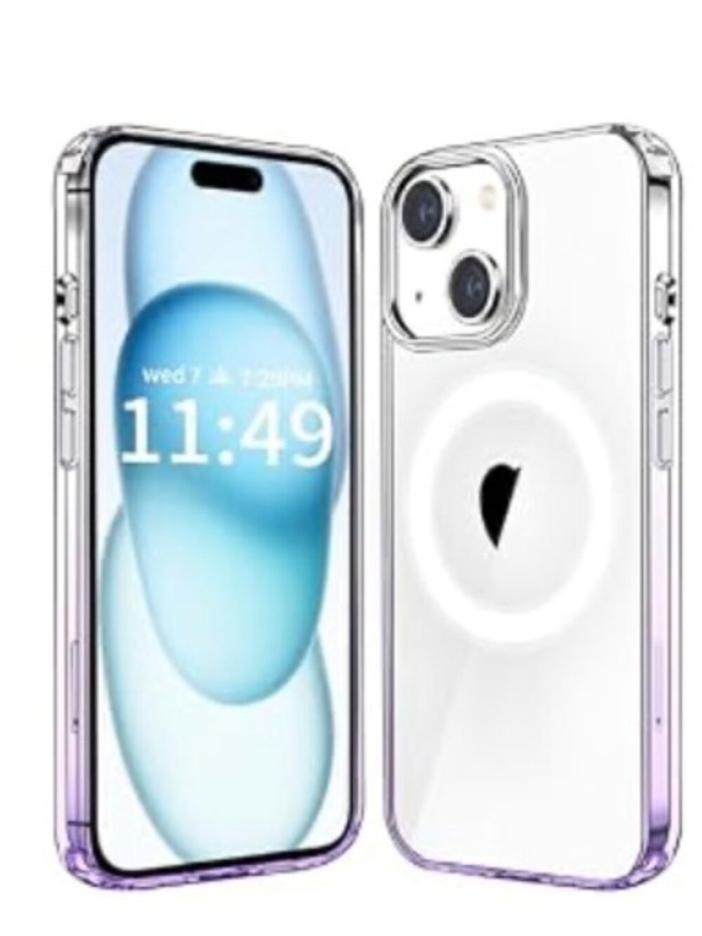Gently Used Clear & Purple Ombre iPhone 15 Plus Case & MagSafe Compatible